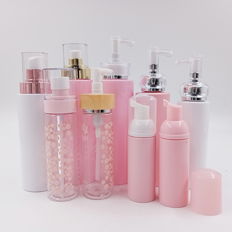 Pink Plastic Lotion Bottles